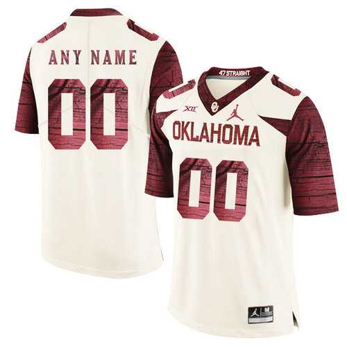 Men%27s Oklahoma Sooners White With Red Customized College Football Jersey